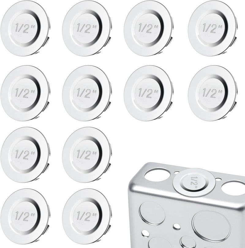 LITGURU 12 Pcs 1/2 inch Knockout Seal Electrical Box Knockout Plugs Removable Seals for Conduit Pipe Assorted Sizes to Fit Unused Electrical Box Openings - Image 1